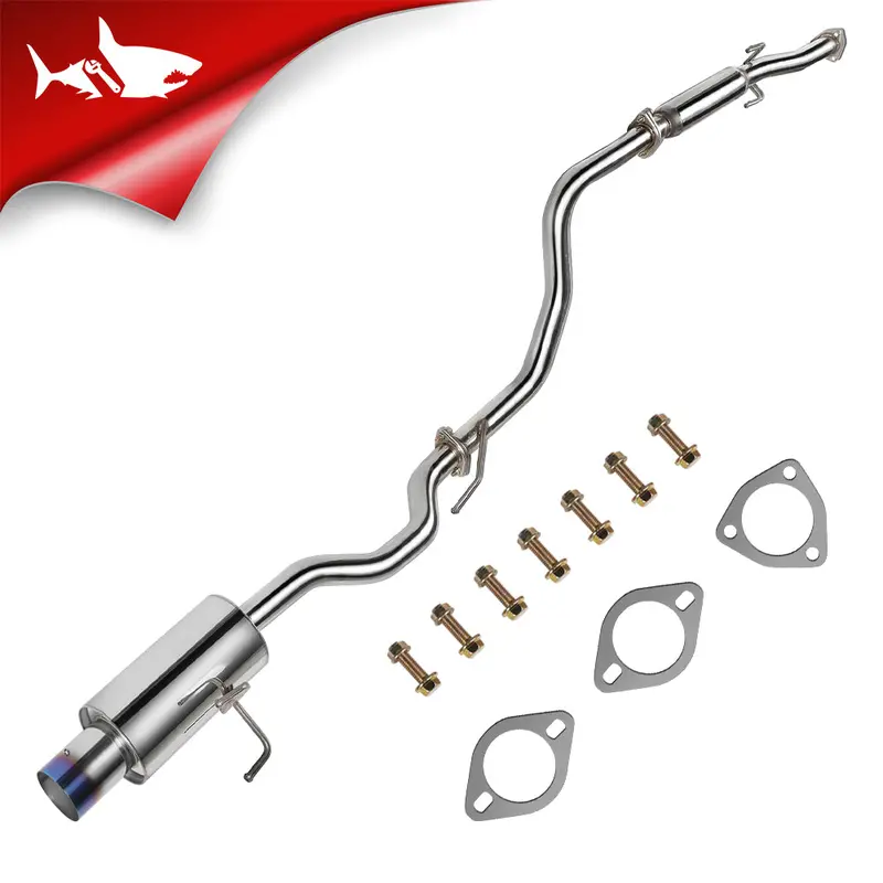 2.25" Catback Exhaust System For 1992-2000 Honda Civic 1.6L With 4" Burnt Rolled Muffler Tip 1