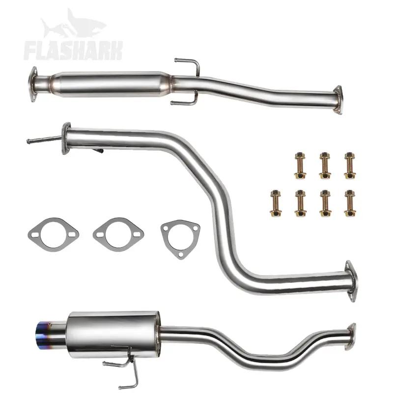 2.25" Catback Exhaust System For 1992-2000 Honda Civic 1.6L With 4" Burnt Rolled Muffler Tip 2