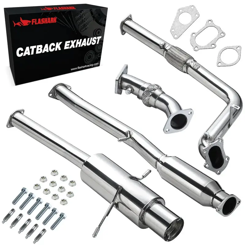 2002-2007 Subaru Wrx/Sti Gd Ej205 Catback Exhaust 3" Pipe 4.5" Muffler Tip + Downpipe Up-Pipe 2