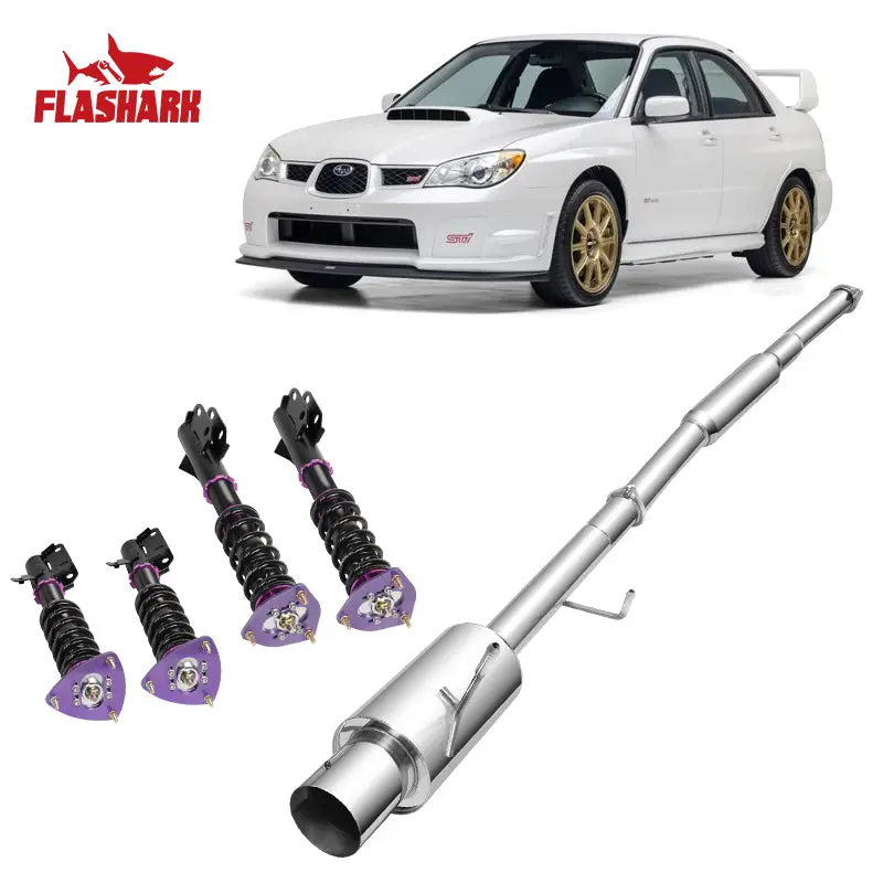 2002-2007 Subaru Wrx/Sti Gd Ej205 Catback Exhaust 3" Pipe 4.5" Muffler Tip + Downpipe Up-Pipe 6