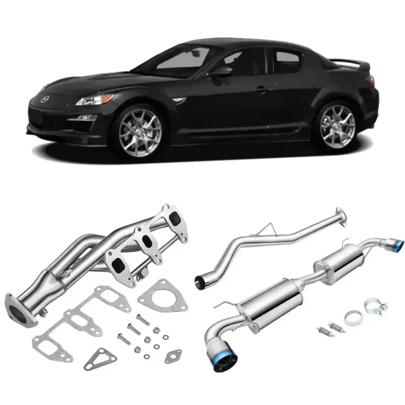 2004-2008 Mazda Rx-8 1.3L Catback Exhaust System W/ Dual Burnt Tip 2