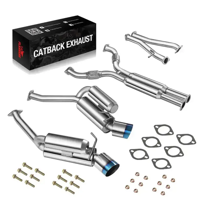 2009-2020 Nissan 370Z Z34 Dual Catback Exhaust System W/ 4.5 Inches Burnt Dual Tips 1