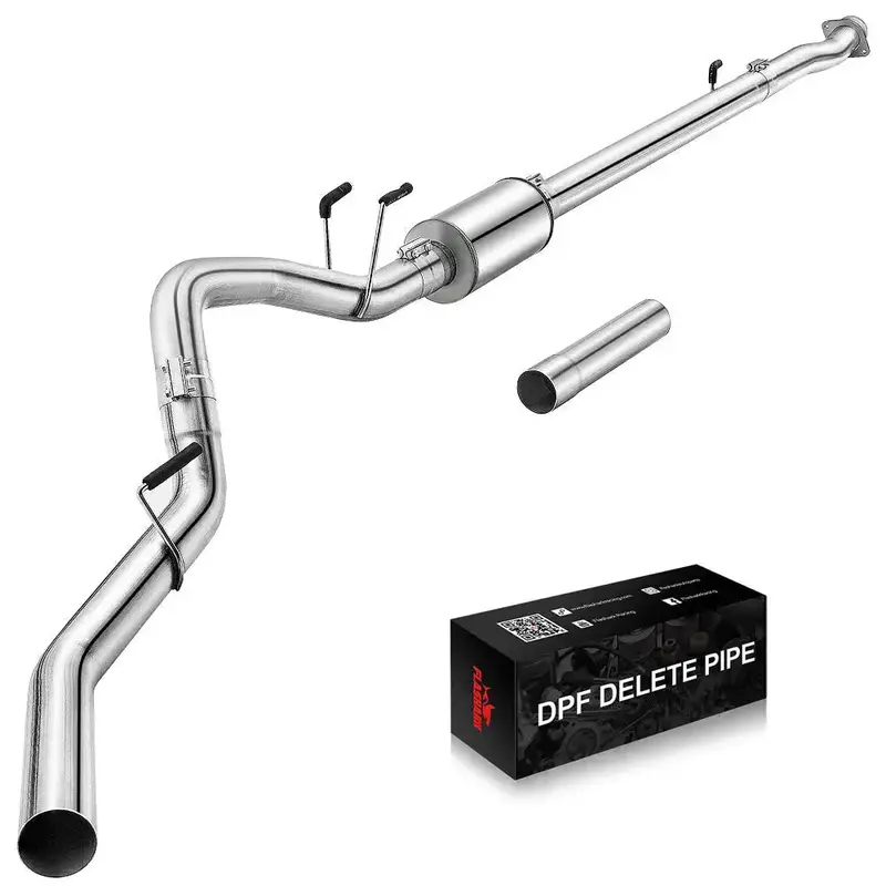 4.0/5.0 Inch 6.7 Powerstroke Dpf Delete Race Pipe | Downpipe-Back Exhaust W/Muffler For 2011-2023 Ford F-250, F-350, F-450 6