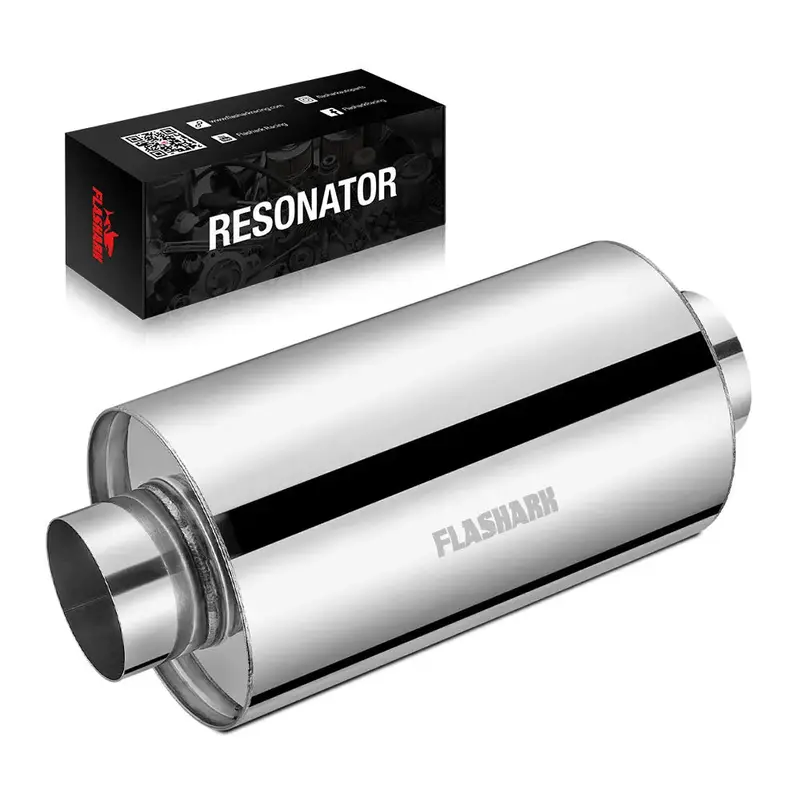 4.0 In. Inlet, 18 In. Overall Exhaust Resonator 12 In. Body, 8 In. Diameter 1