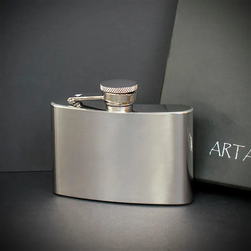 4Oz Polished Steel Hip Flask 1