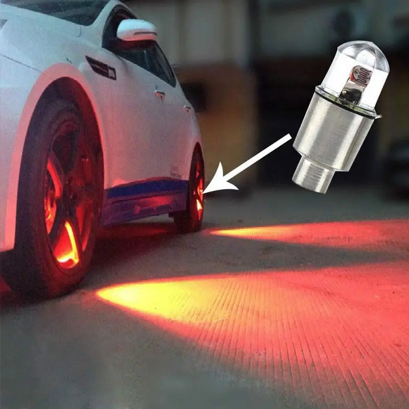 4Pcs Blue Led Auto Car Wheel Tyre Tire Valve Stem Cap Light Lamp Bulb Decoration 1