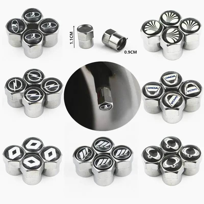 4Pcs New Metal Wheel Tire Valve Caps Stem Case For Kia Ford Nissan Opel Lada Skoda  Hyundai Audi Bmw Renault Alfa Romeo 1