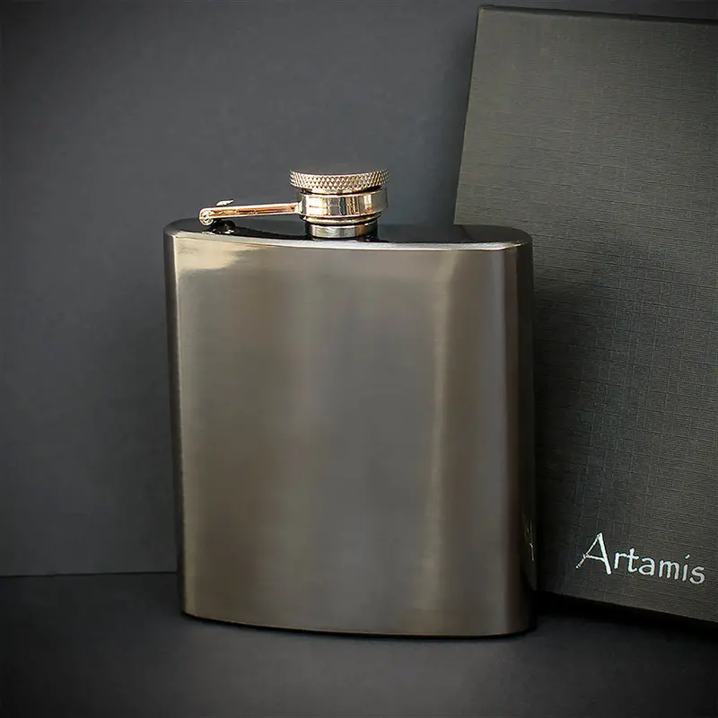 6Oz Gunmetal Hip Flask - Fl68 1