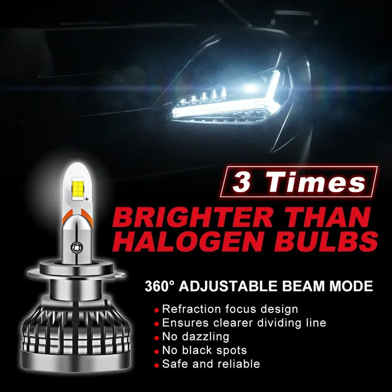 9005/Hb3 H4 H7 H11 H13 Led Headlight Bulbs 80W 6400Lm 6000K 2 Bulbs 2