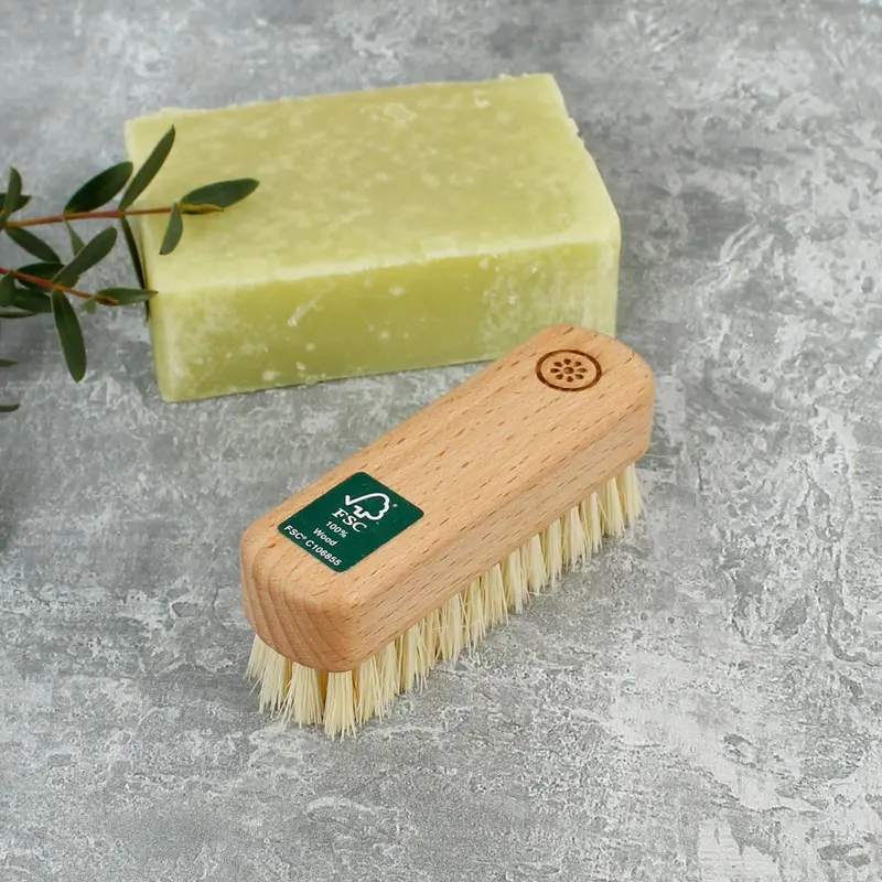 A Slice Of Green Wooden Nail Brush - Plant-Based Bristles 1