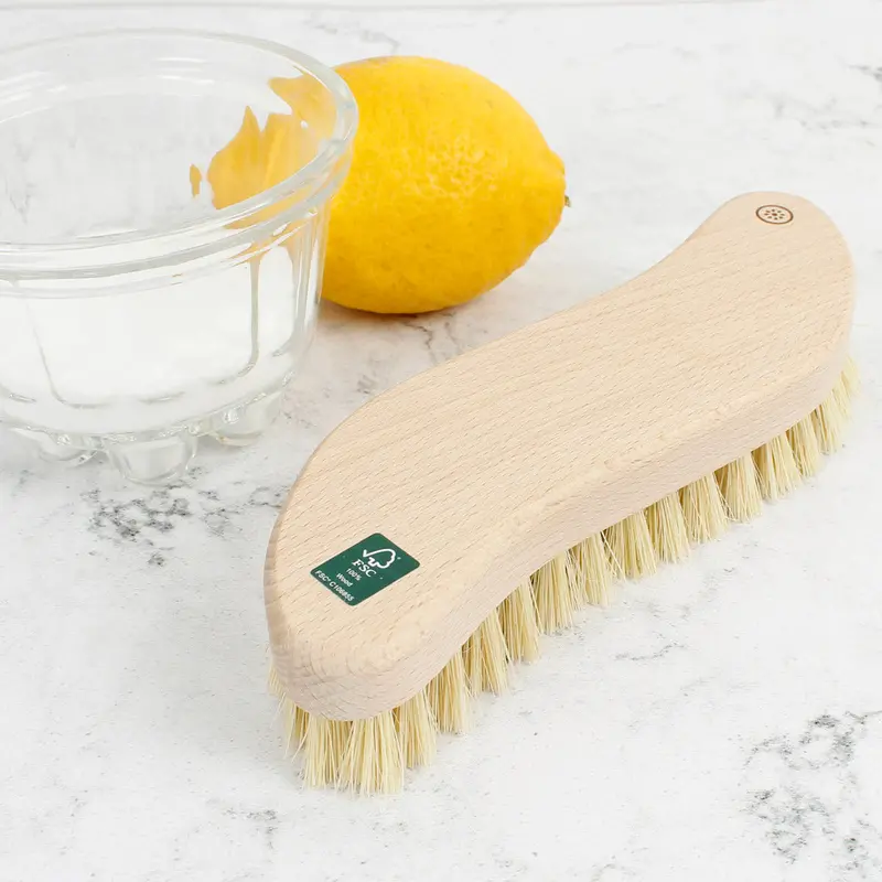A Slice Of Green Wooden Scrubbing Brush - Plant-Based Bristles 1