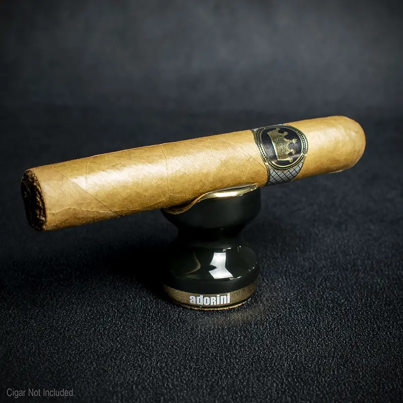 Adorini Ceramic Single Cigar Stand - Black/Gold 1