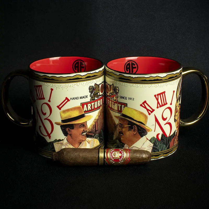 Arturo Fuente Ceramic 2 Mug Set + Short Story Cigar 2