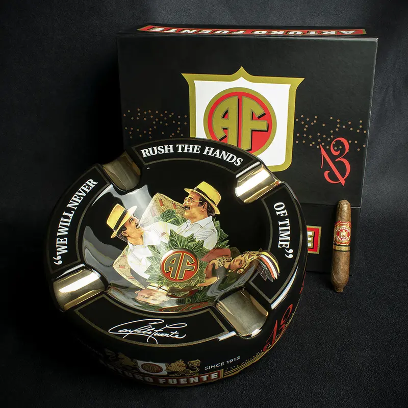 Arturo Fuente Hands Of Time Ashtray - Black + Short Story Cigar 1