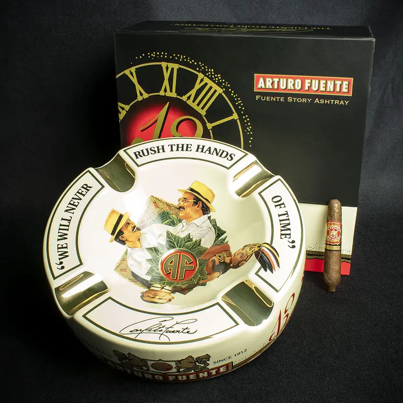 Arturo Fuente Hands Of Time Ashtray - Cream + Short Story Cigar 1