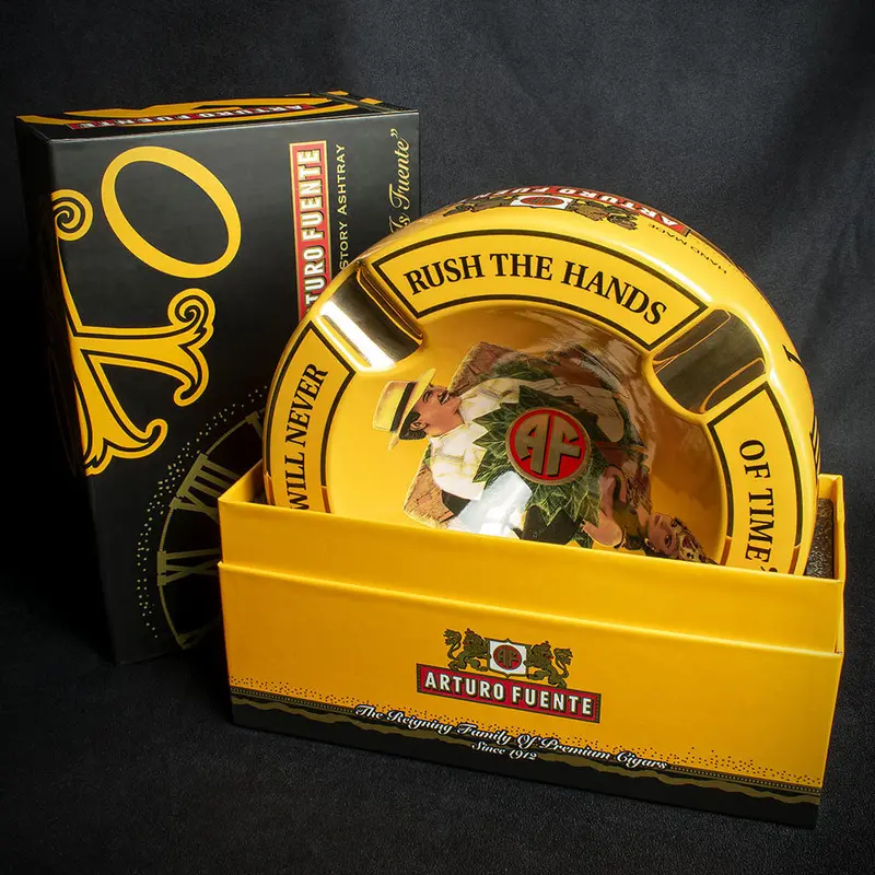 Arturo Fuente Hands Of Time Ashtray - Yellow + Short Story Cigar 2