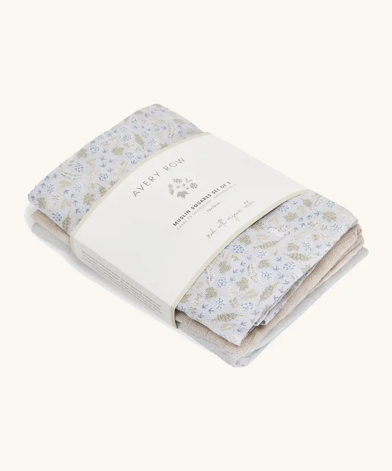 Avery Row Baby Muslin Squares Set Of 3 - Nature Trail 1