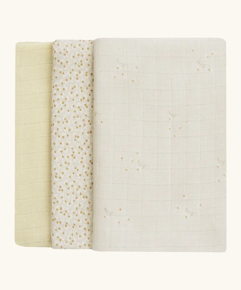 Avery Row Baby Muslin Squares Set Of 3 - Wild Chamomile 1