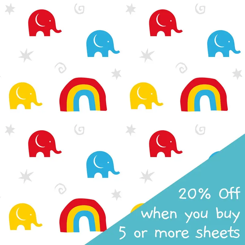 Babipur Rainbow Elephant Gift Wrap 1