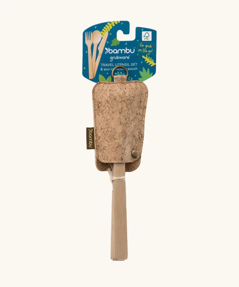 Bambu Bamboo Travel Cutlery Set With Cork Pouch 1
