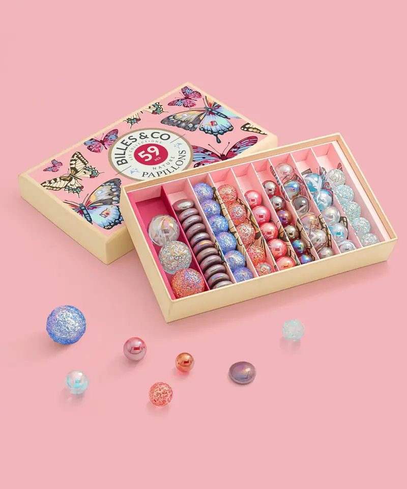 Billes & Co Butterfly Anamorphic Marbles Box - 59 Pack 2
