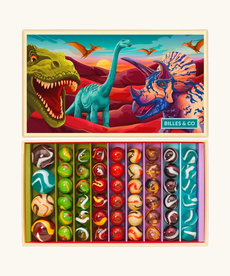 Billes & Co Dinosaurs Marbles Large Box - 52 Pack 1