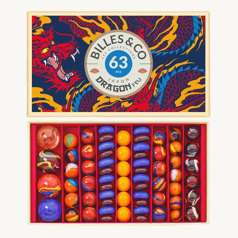 Billes & Co Fire Dragon Marbles Box - 63 Pack 1
