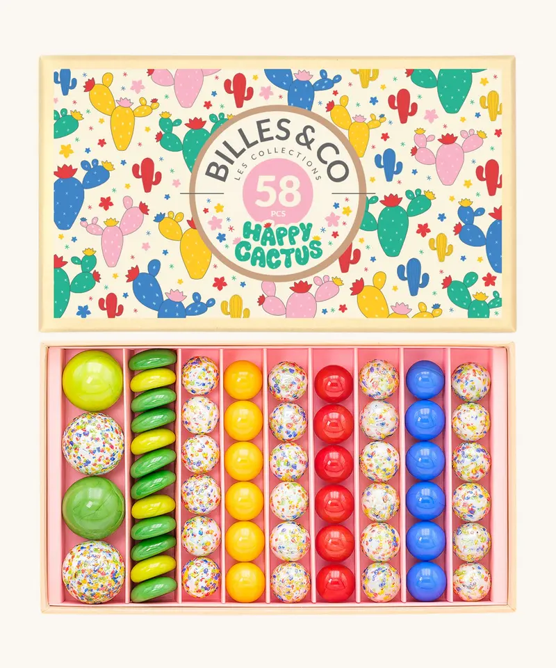 Billes & Co Happy Cactus Marbles Box - 58 Pack 1