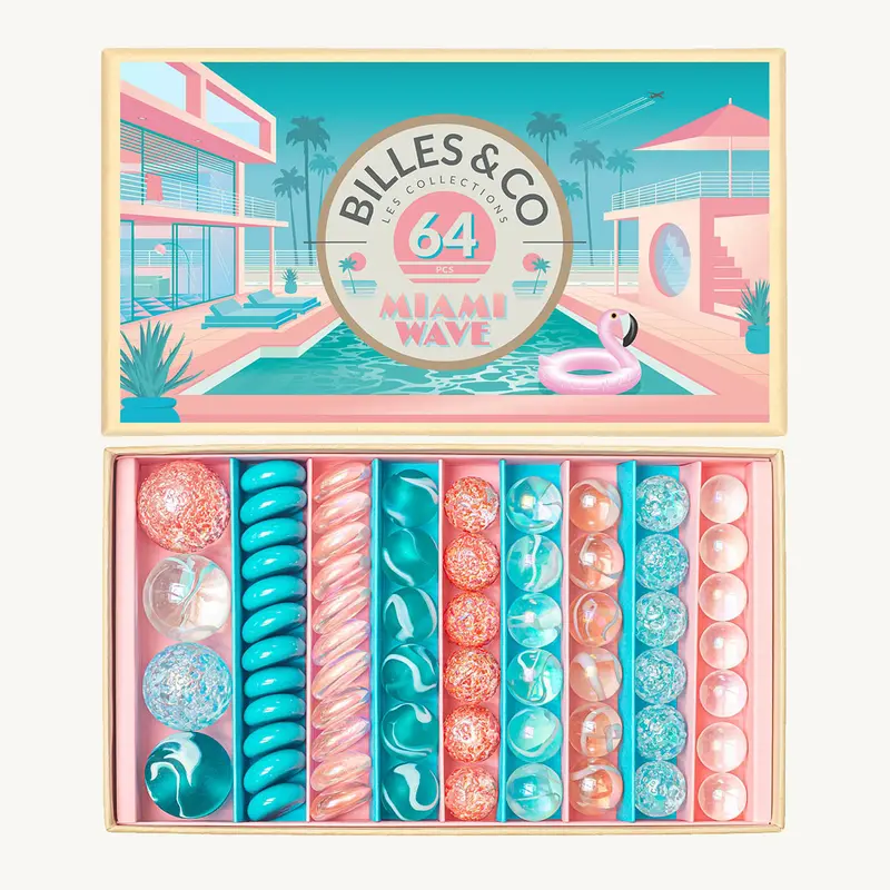 Billes & Co Miami Wave Marbles Box - 64 Pack 1