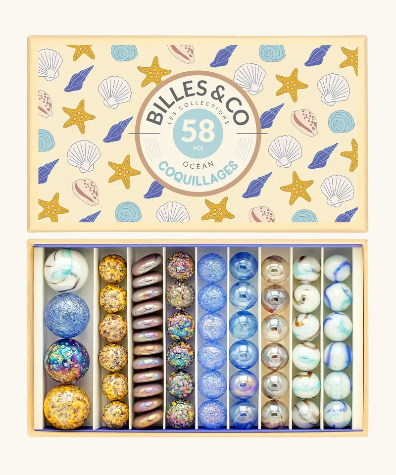 Billes & Co Seashells Marbles Box - 58 Pack 1
