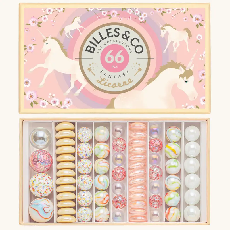 Billes & Co Unicorn Marbles Box - 66 Pack 1