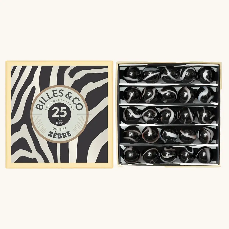 Billes & Co Zebra Marbles Mini Box - 25 Pack 1