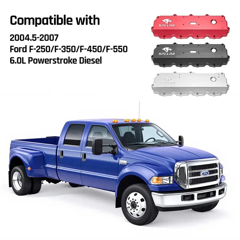 Billet Aluminum Valve Cover For 2004.5-2007 Ford F250 F350 F450 F550 6.0L Powerstroke | Spelab 5