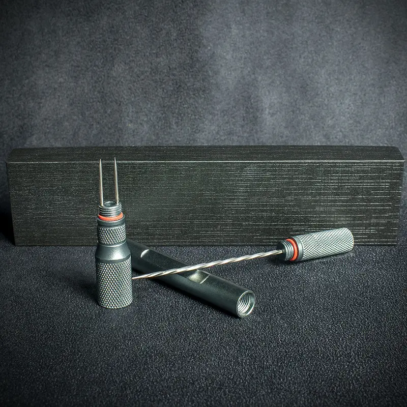 Black Titanium Cigar Drill Spike Nubber & Double Punch - Draw Enhancer Tool 2
