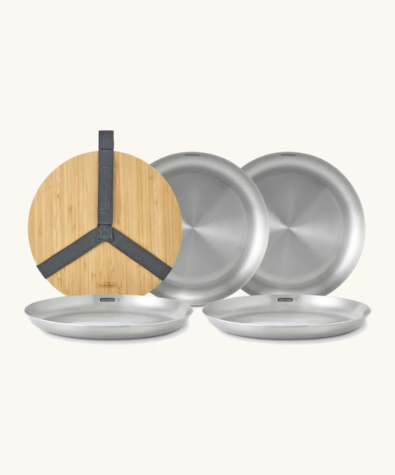 Black+Blum Stainless Steel Picnic Plate Set & Bamboo Lid 1