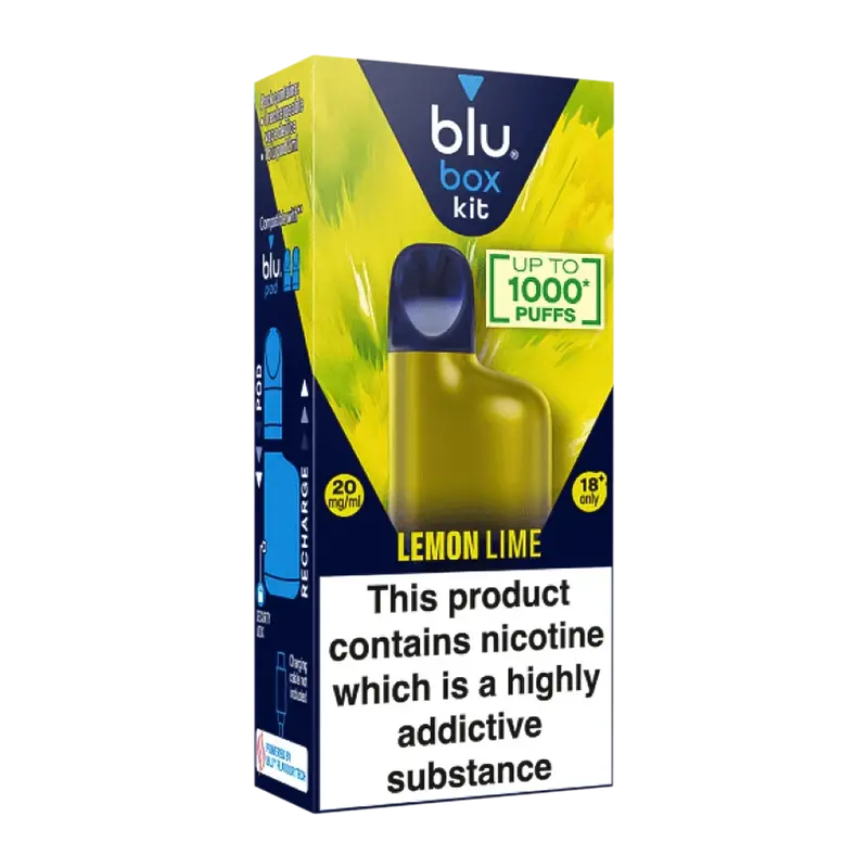 Blu Box Kit Recharchable Device + Lemon Lime Vape Pod 2Ml 20Mg/Ml Nicotine 1