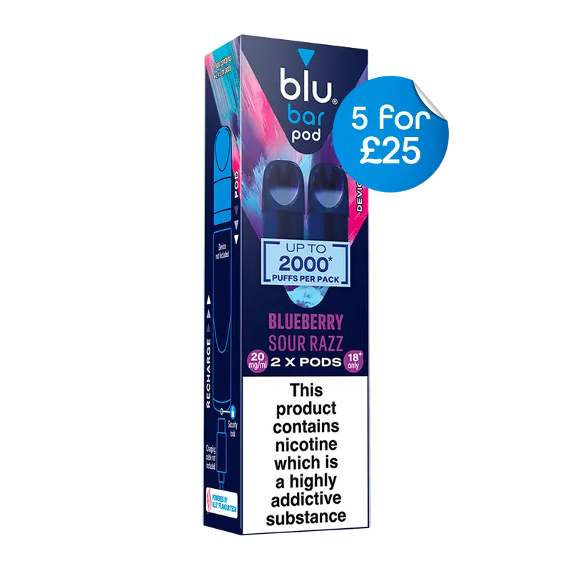 Blu Pre-Filled Replacement Vape Pods 20Mg/Ml 2 Pack - Blueberry Sour Razz 1