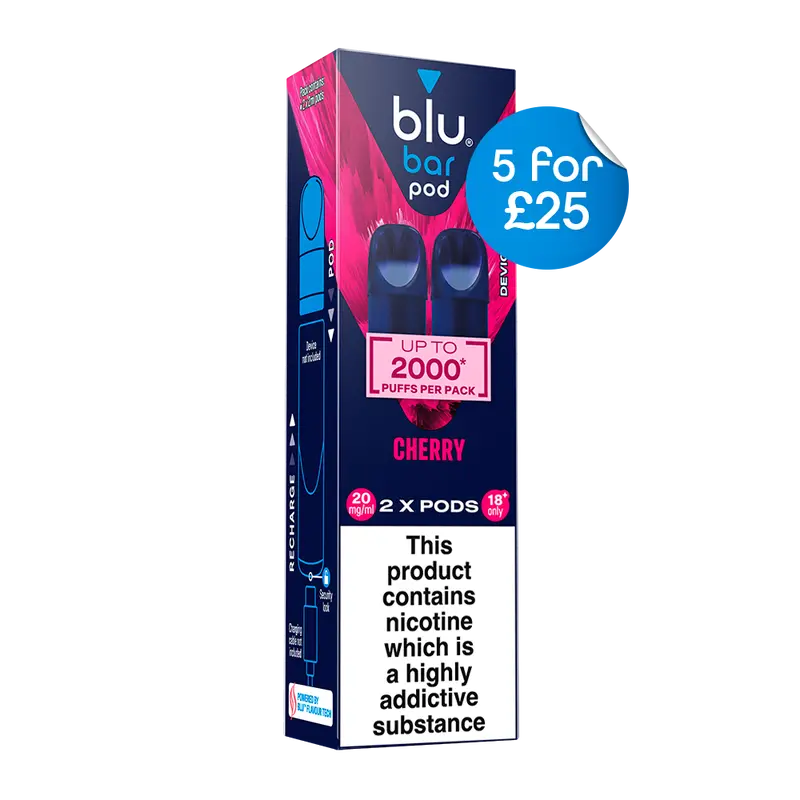 Blu Pre-Filled Replacement Vape Pods 20Mg/Ml 2 Pack - Cherry 1