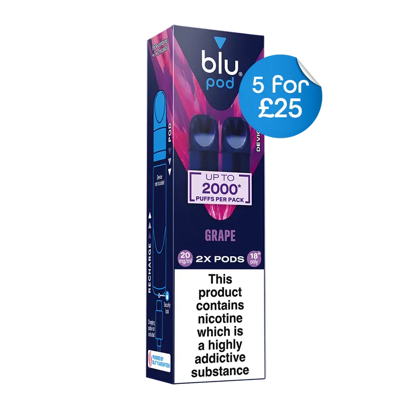 Blu Pre-Filled Replacement Vape Pods 20Mg/Ml 2 Pack - Grape 1