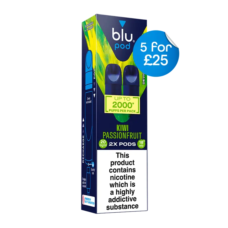 Blu Pre-Filled Replacement Vape Pods 20Mg/Ml 2 Pack - Kiwi Passionfruit 1