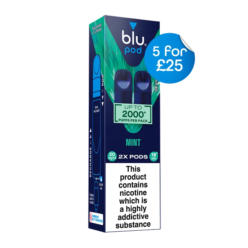 Blu Pre-Filled Replacement Vape Pods 20Mg/Ml 2 Pack - Mint 1