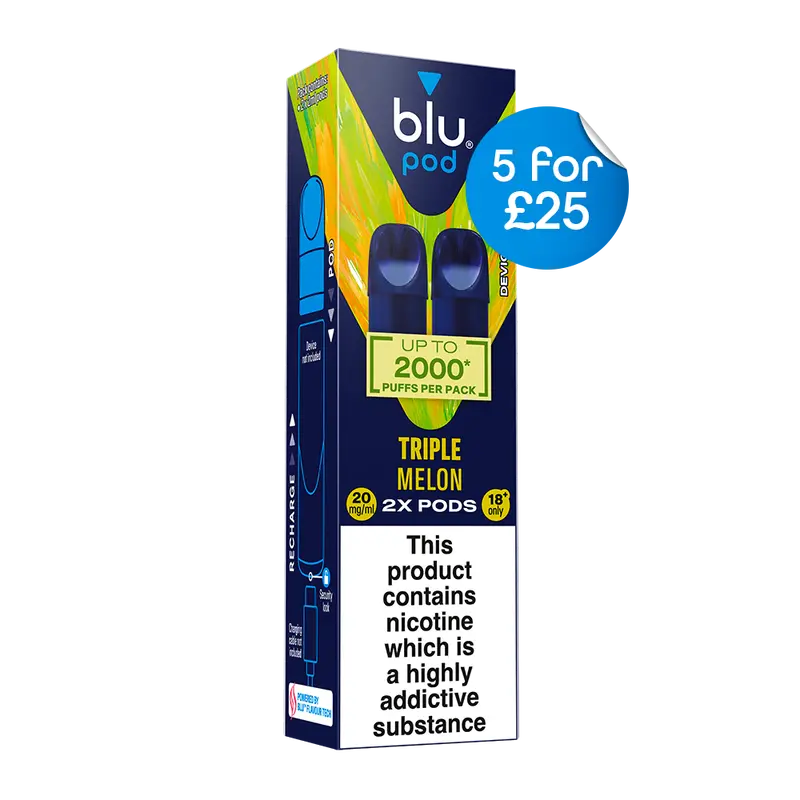 Blu Pre-Filled Replacement Vape Pods 20Mg/Ml 2 Pack - Triple Melon 1