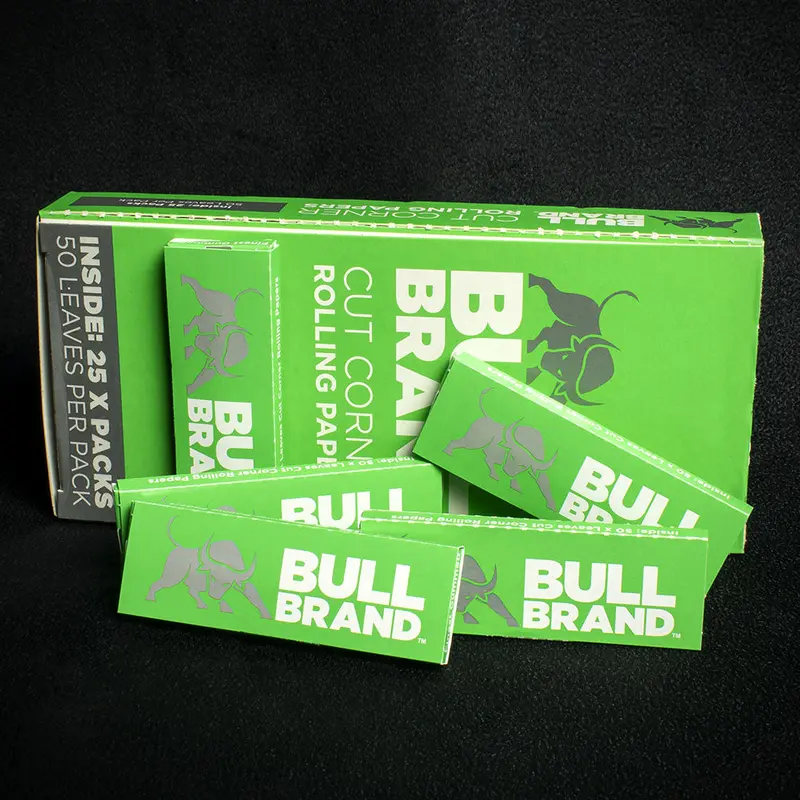 Bull Brand Green Cut Corners Rolling Papers - 25 Pack 1