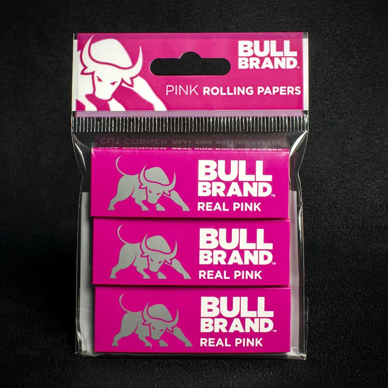 Bull Brand Pink Hemp Rolling Papers - Pack Of 3 1