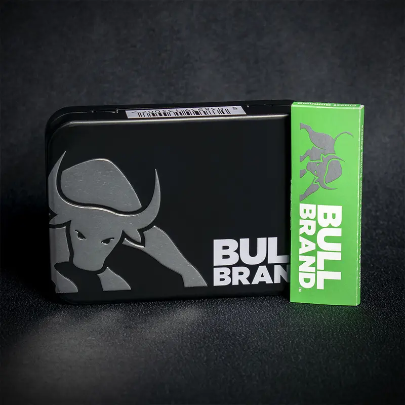 Bull Brand Tobacco Tin With Papers - Black 1
