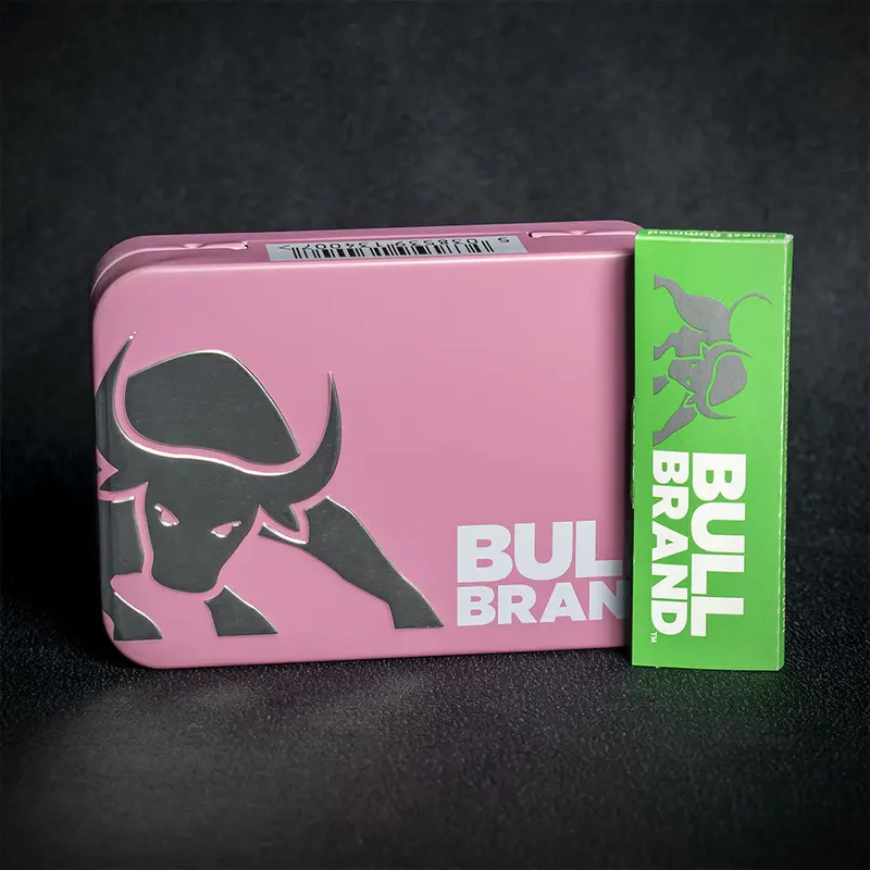 Bull Brand Tobacco Tin With Papers - Pink 1