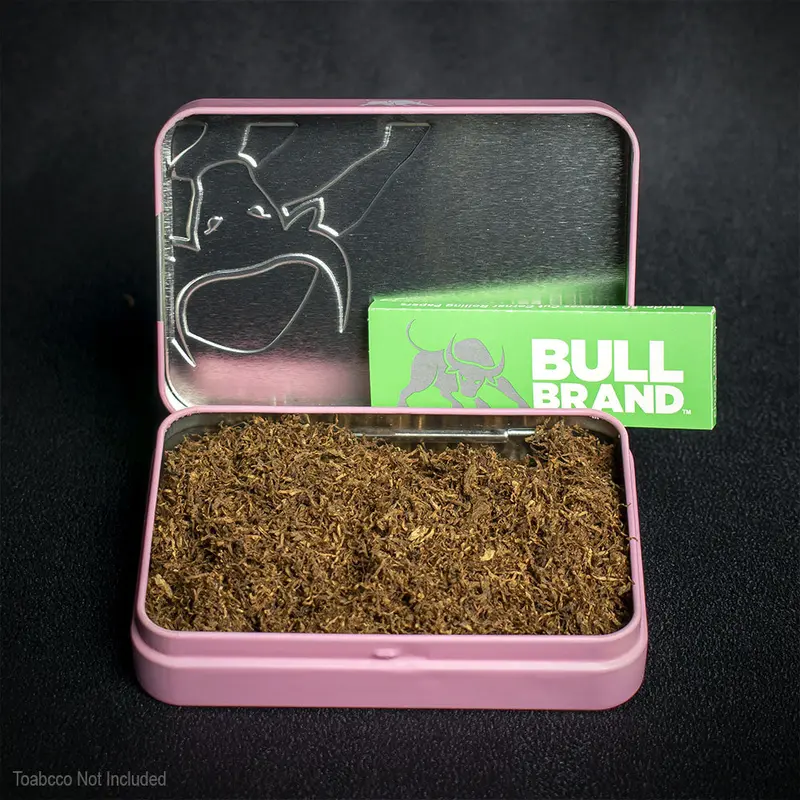 Bull Brand Tobacco Tin With Papers - Pink 2