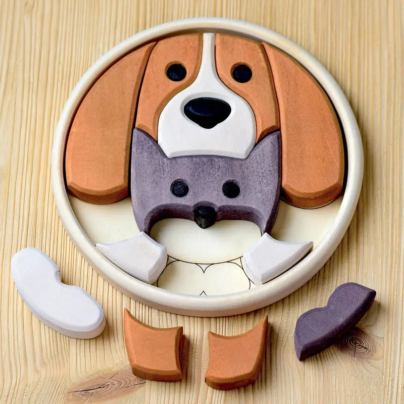 Bumbu Dog & Cat Round Wooden Puzzle 2