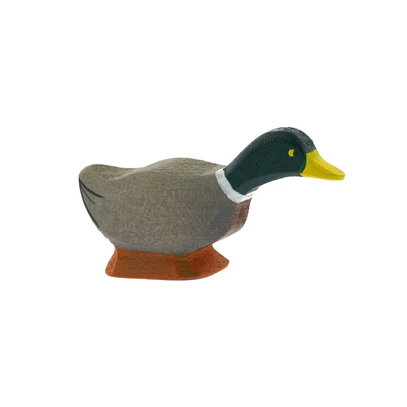 Bumbu Handmade Wooden Mallard Duck Toy - Head Down 1