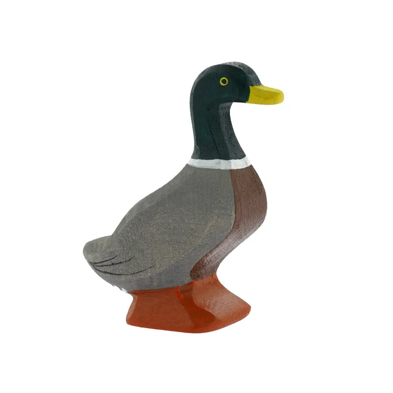 Bumbu Handmade Wooden Mallard Duck Toy - Head Up 1